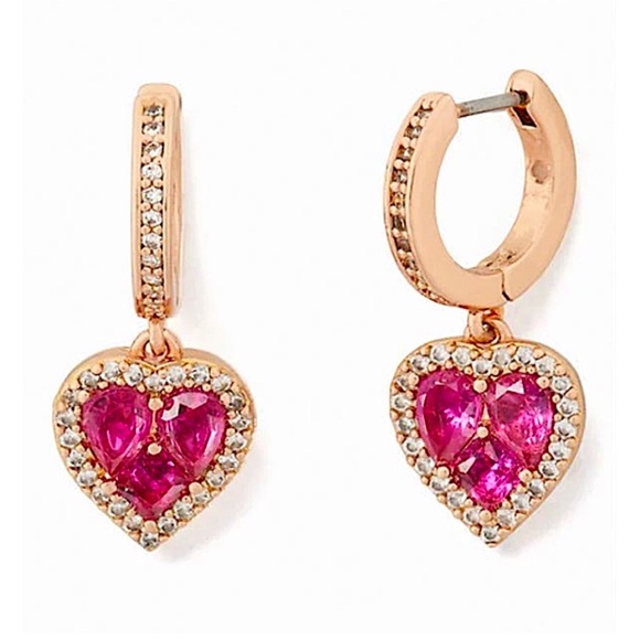 kate spade Jewelry - Kate Spade ♠️ Spell It Out Heart Huggie Earrings - Rose Gold